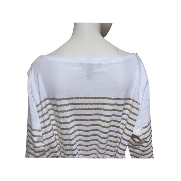 NWT Lauren Ralph Lauren Striped Midi Dress 2X Boat Neck Gold Nautical Resort - Picture 14 of 16